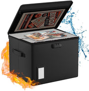 Documenti protetti da fuoco, cassetta di denaro, 39,5 x 38 x 29 cm, grande scatola pieghevole per fumetti, adatta per 160-180 fumetti, cassetta bancaria con chiusura, scatola di archiviazione per riviste, giornali e fumetti