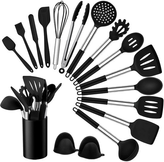 Set di aiuto in silicone per cucina 17 pezzi - resistente al calore attrezzatura da cucina