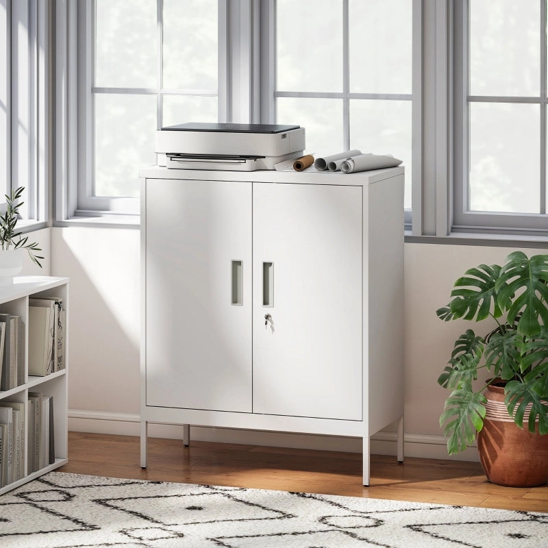 Armadietto con chiavi in acciaio con 2 ante; 2 ripiani regolabili; portata 120 kg; bianco 80 × 40 × 100 cm