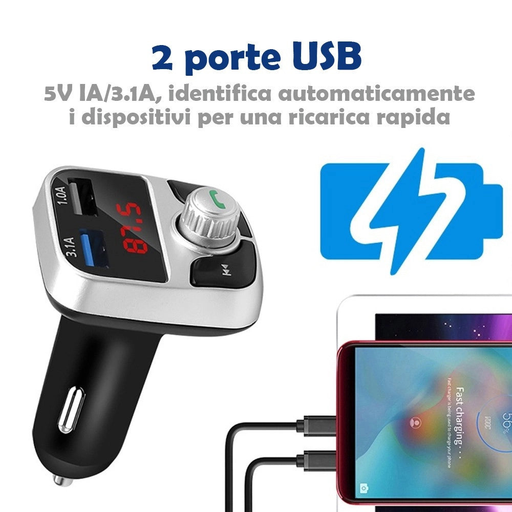 Trade Shop - Ricevitore Audio Per Auto Wireless Universale Bluetooth Accessori Usb E Vivavoce -