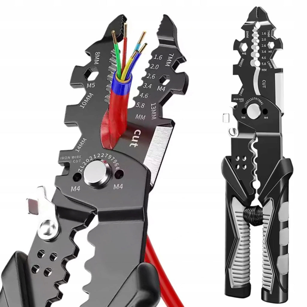 Pinza Elettricista 25 in 1 – Cr-V, 210 mm | Isolamento, Taglio, Crimpatura | Manico Antiscivolo, 240g | Gamma 1.6–5.8 mm
