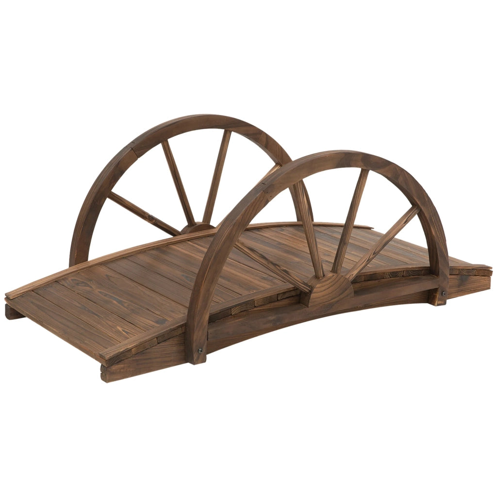 Ponte da giardino ad arco curvo 100 x 50 x 37 cm decorativo sicuro resistente alle intemperie rustico in legno marrone 21_0003939