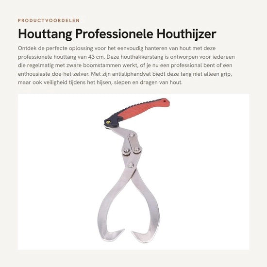 Houthakkerstang Professionale 43 cm - Manubrio Antislip con Manico Portatile - Houthijstang per il Trasporto di Legna - Houtgrijper per il Sollevamento e il Trasporto di Legname - Manubrio con Supporto Antiscivolo per una Maggiore Sicurezza
