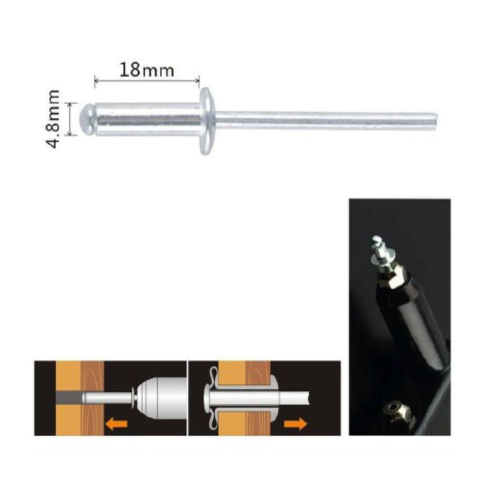 Trade Shop - Set 11pz Rivetti Rivetto 4.8x18mm Accessori Bricolage Ferramenta Fai Da Te 90823 -