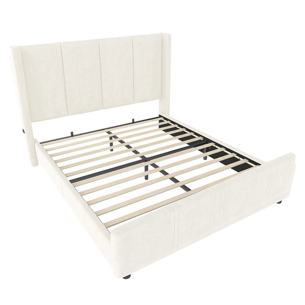 Letto-Xylo-140x200 cm-testiera alta, USB, ferro+legno, beige