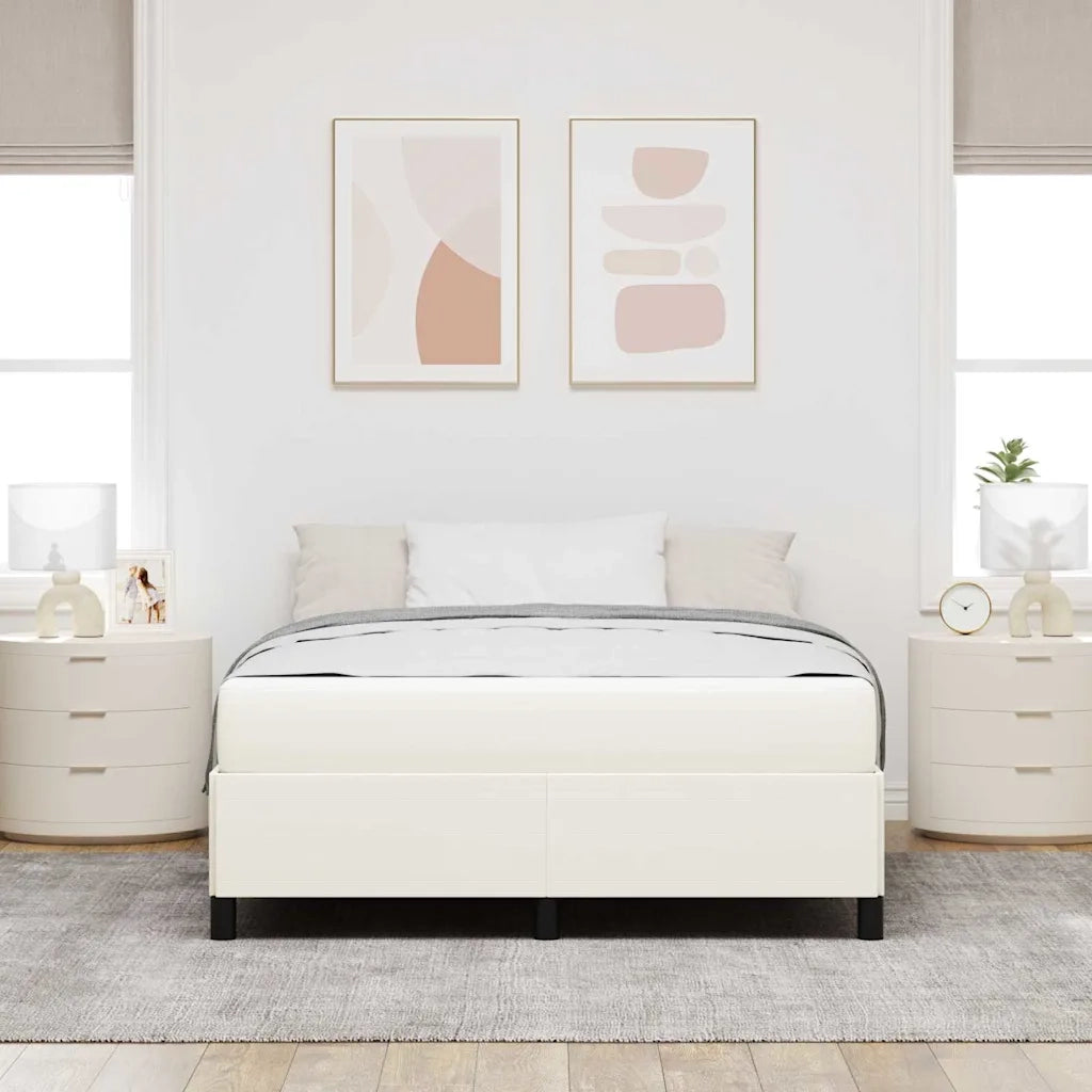 Struttura del letto con materasso Crema 160 x 200 cm Tessuto