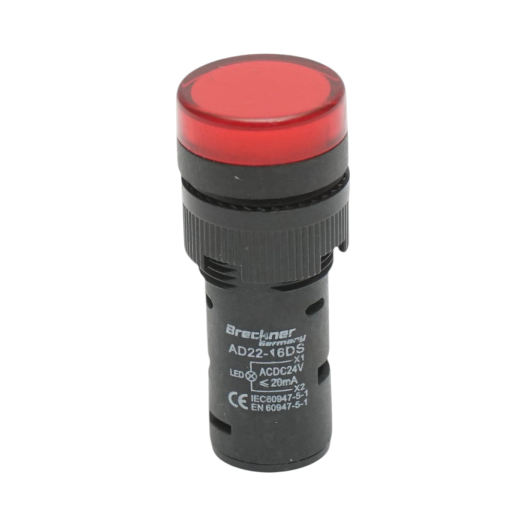 Indicatore di segnale LED rosso 24V AC/DC 16mm Breckner Germany