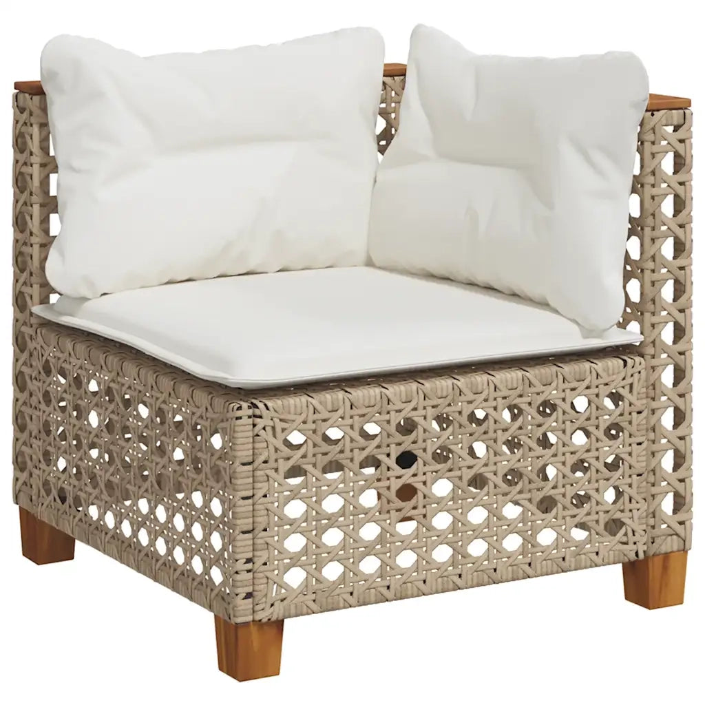 Set Divani da Giardino 11 pz con Cuscini Beige in Polyrattan