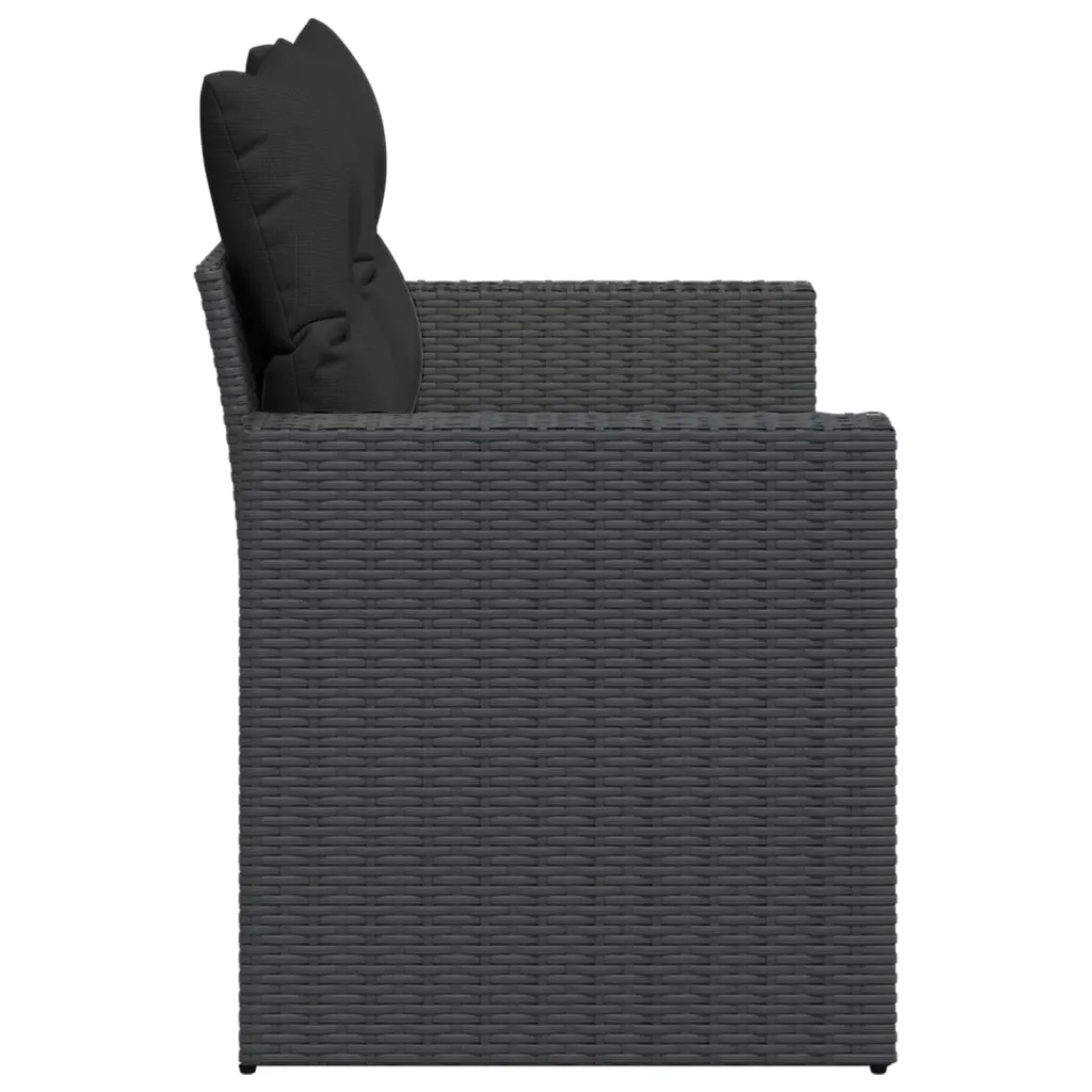 Divano da giardino con cuscini 2 posti nero in polyrattan 365989