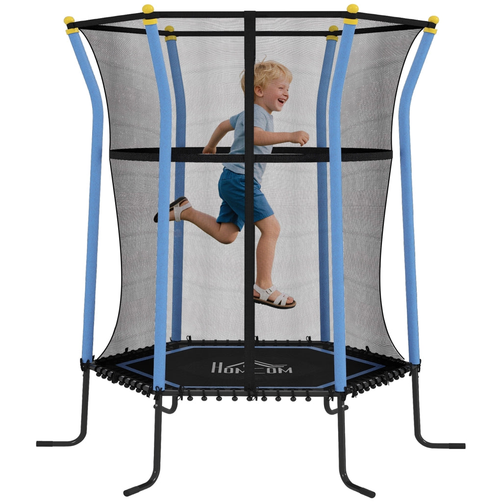 Casetta con Tappeto Elastico per Bambini ¨C Minimal ¨C Blu, Acciaio, PP e EPE, 163.5x190 cm