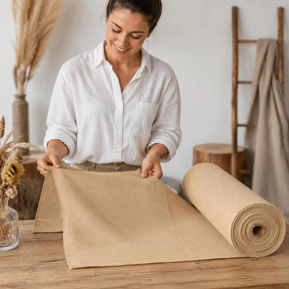 Jute Fabric, Burlap Fabric Roll, 50x50 High-density Wide Natural Burlap Fabric Rolls, 914mm X 45.7m, For Decoration, Crafts, Weddings, Gardening, Plant And Tree Winter Cover