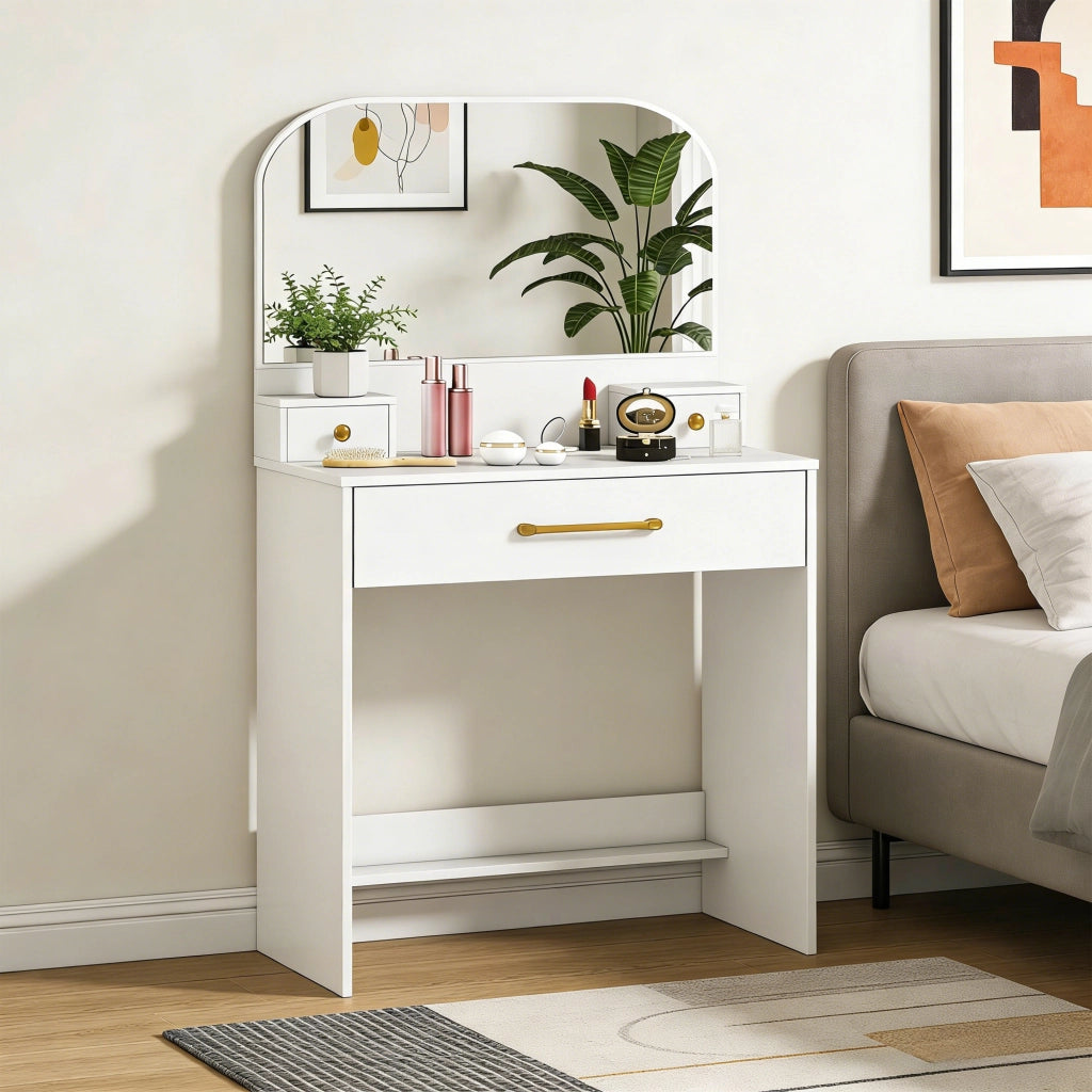 Toeletta con specchio e 3 cassetti ¨C Xylo ¨C Bianco compatto