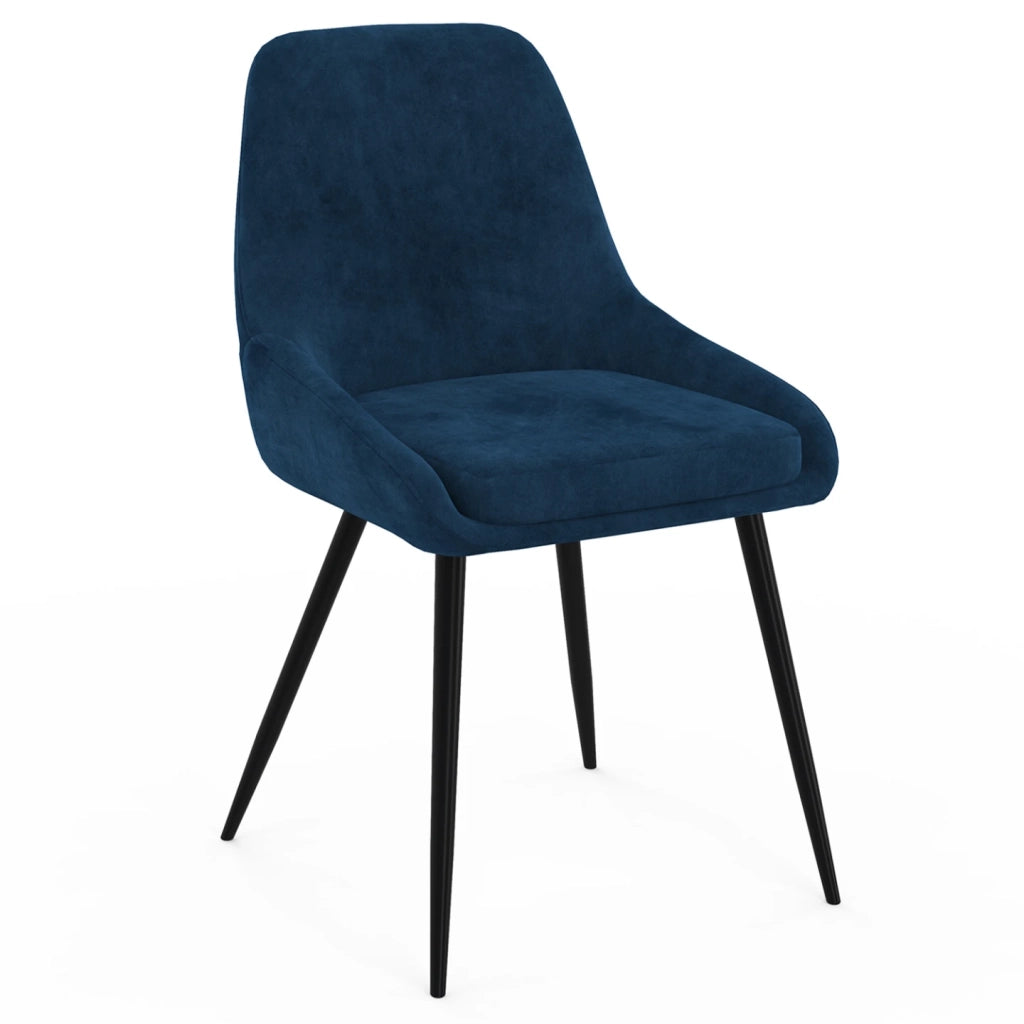 IDMarket - Set di 4 sedie THALYA in velluto blu con braccioli