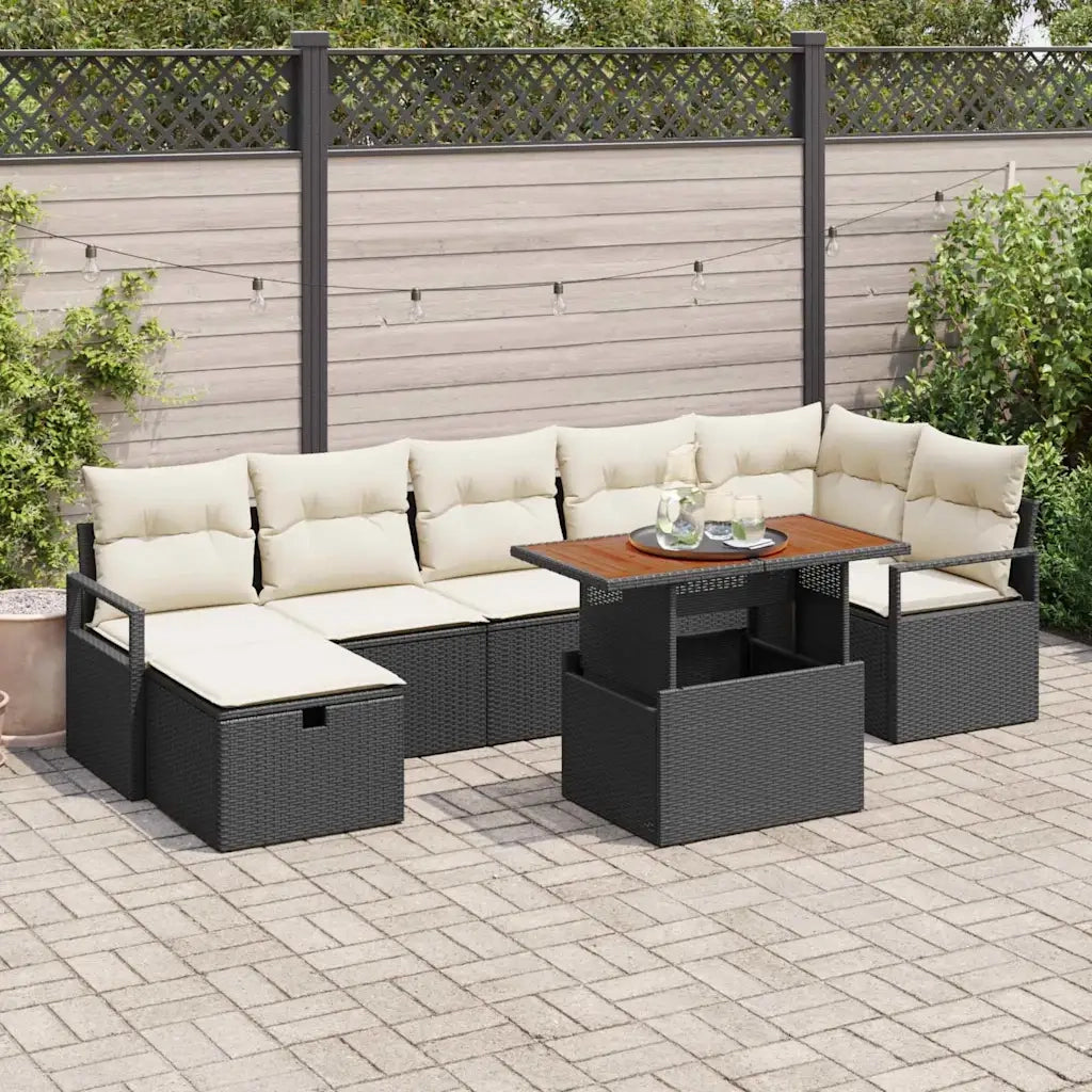 Set Divano da Giardino con cuscino 8 pcs Nero polyrattan 3360002