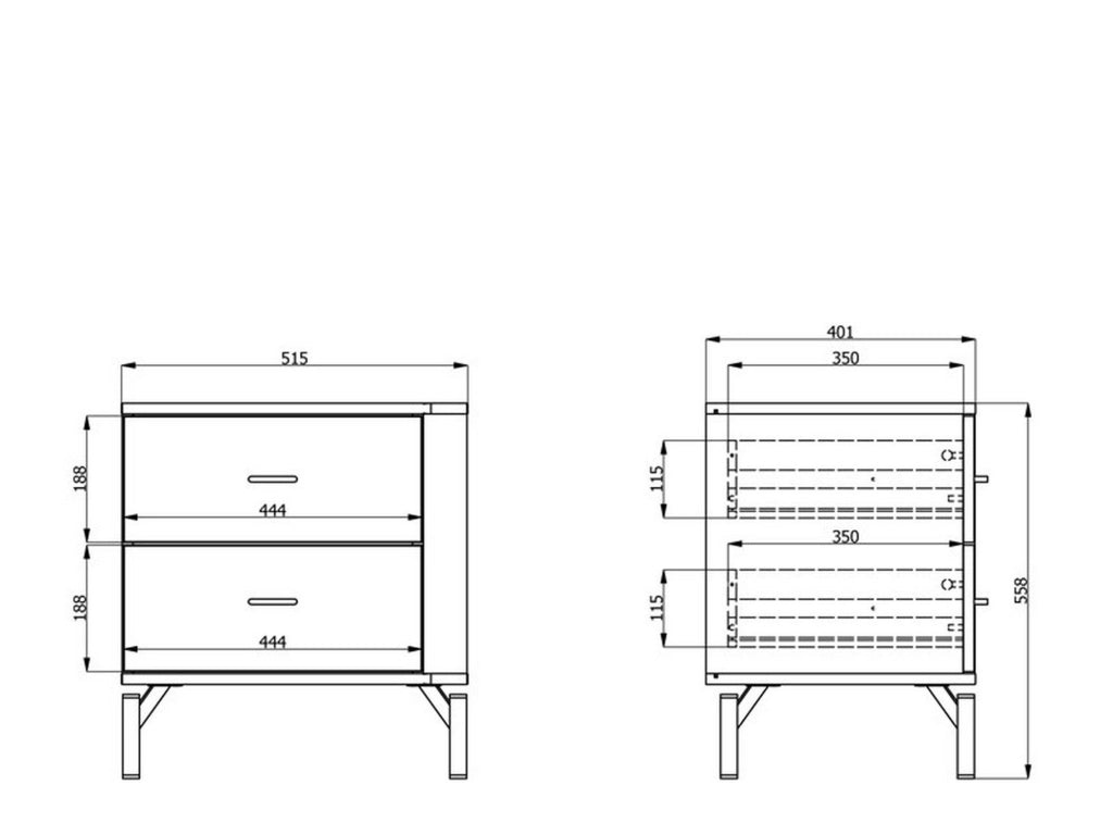 Salara, Comodino un Ripiano, 51.5x40x56h cm Bianco