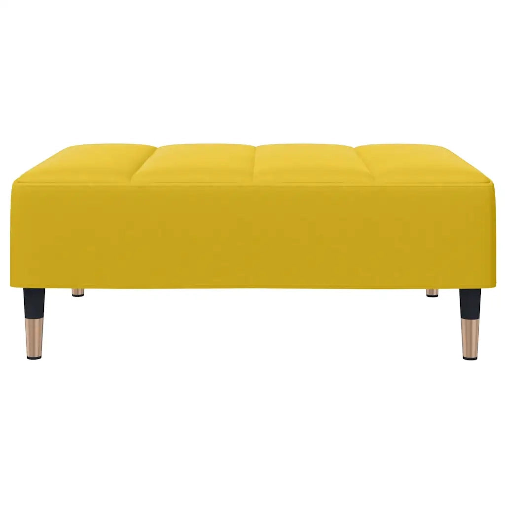 Divano Letto 2 Posti con Sgabello Giallo in Velluto