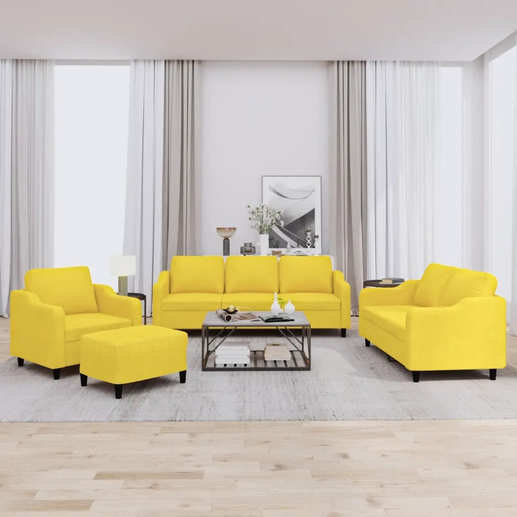Set di Divani 4 pz con Cuscini Giallo Chiaro in Tessuto 3201783