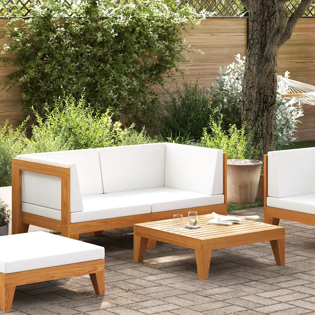 Set Divani da Giardino 2 pz con Cuscini in Massello d'Acacia