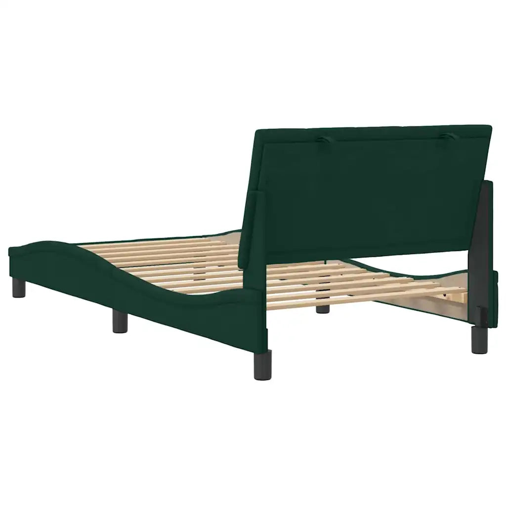 Letto singolo | Letto per adulti | Giroletto senza Materasso Hanko Verde Scuro 100x200 cm in Velluto