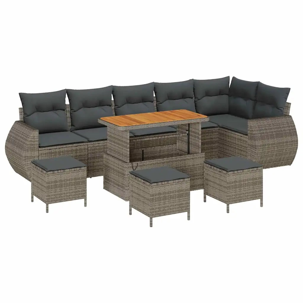 Set Divano da Giardino 10 pcs Grigio Rattan in Polipropilene 3363853
