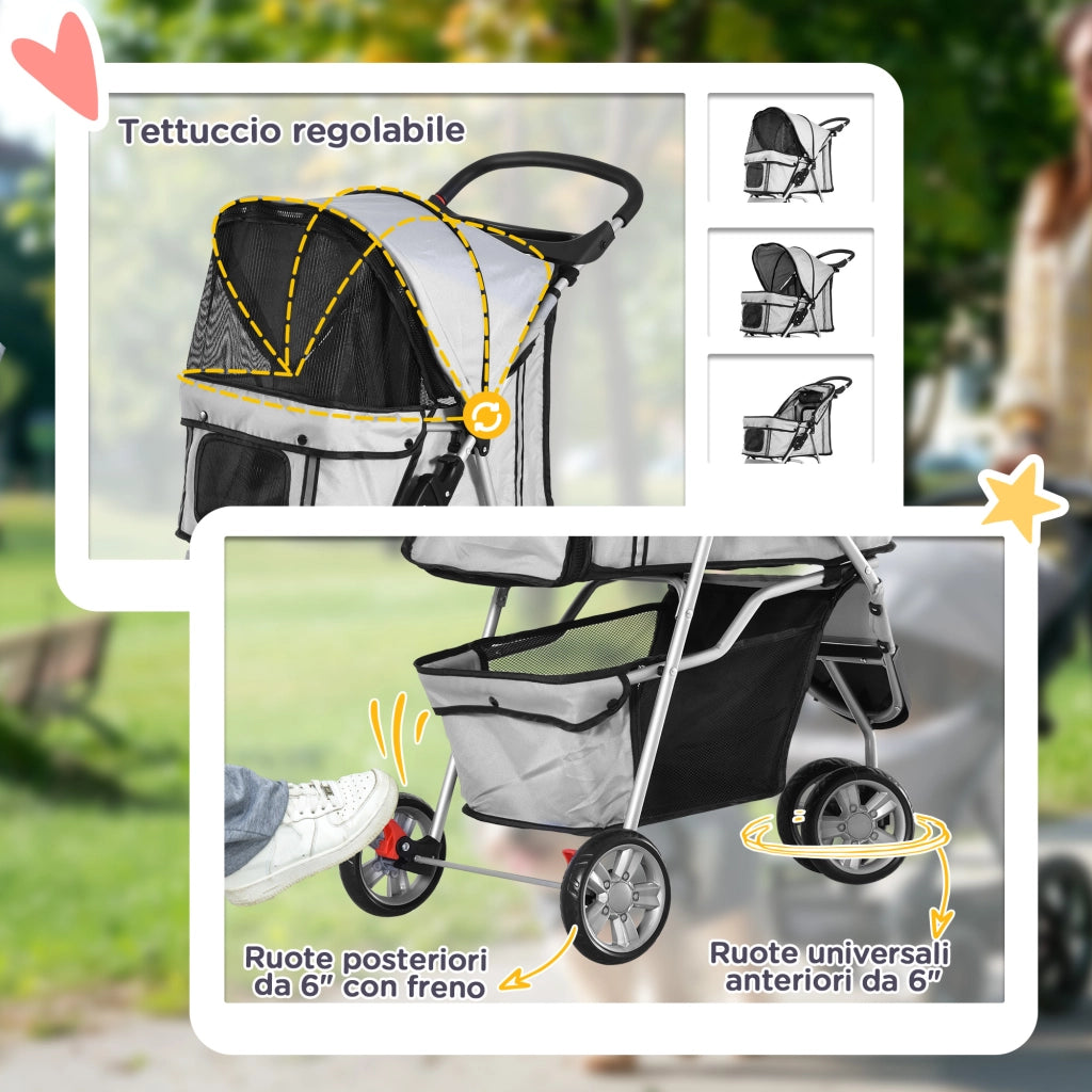Carrozzina per Cani Pieghevole ¨C Minimal ¨C Grigio