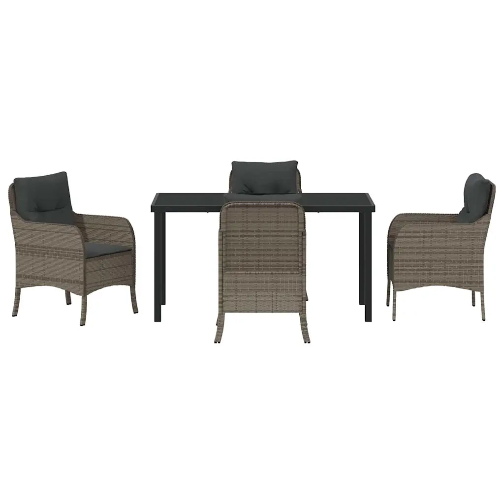 Set da Pranzo per Giardino con cuscino 5 pcs Grigio polyrattan