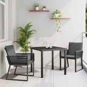 Set da Pranzo per Giardino 3 pcs Nero