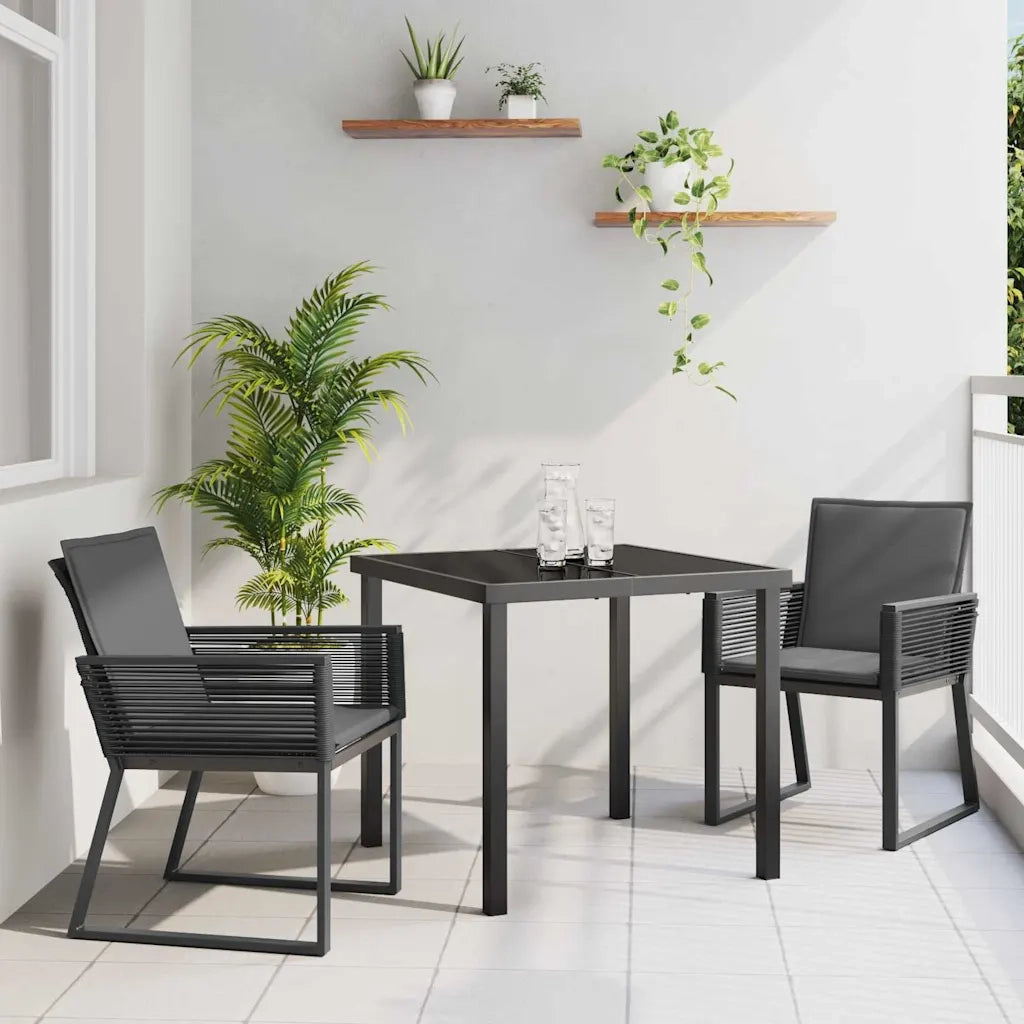 Set da Pranzo per Giardino 3 pcs Nero