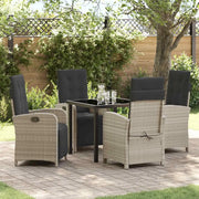 Set da Pranzo per Giardino 5 pcs Grigio chiaro polyrattan