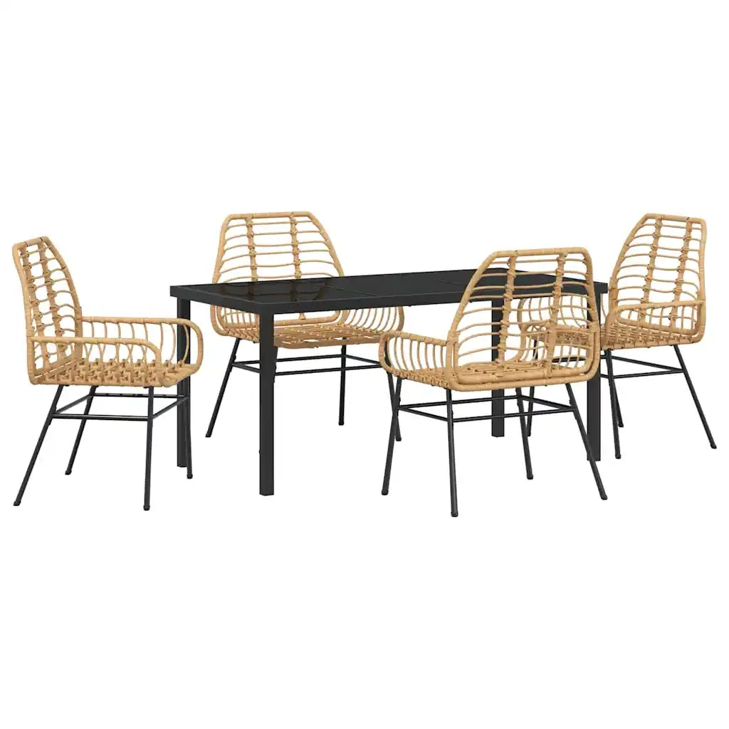 Set da Pranzo per Giardino 5 pcs Marrone polyrattan
