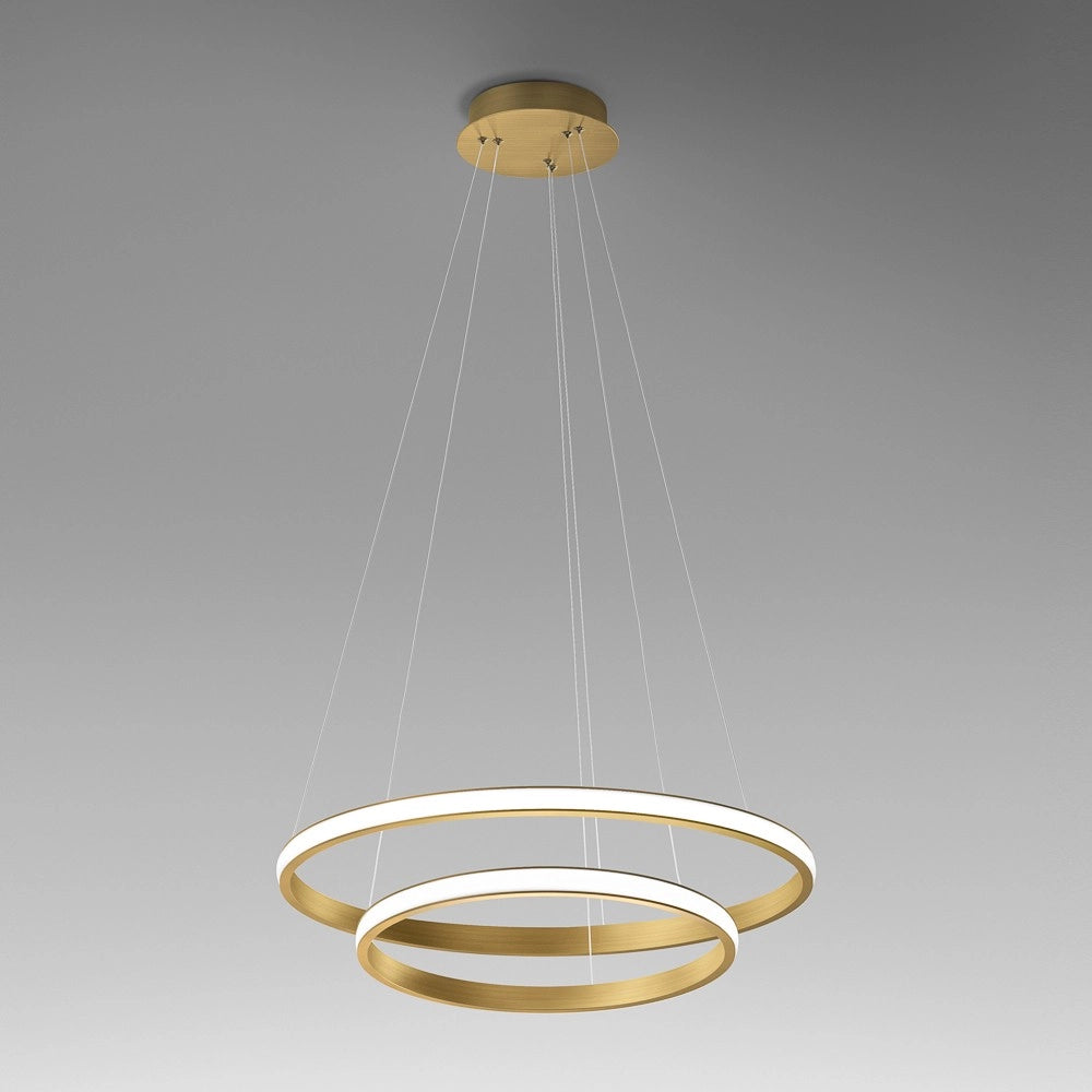 Lampada a sospensione IOLE S/2 - 40W 2250lm 3000K dimmerabile - Alluminio oro spazzolato e silicone bianco opale - Gealuce