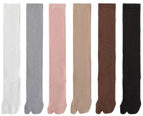 6 paia di calze per donna con dita separate, trasparenti, nylon elastico, ginocchiere, diverse colori