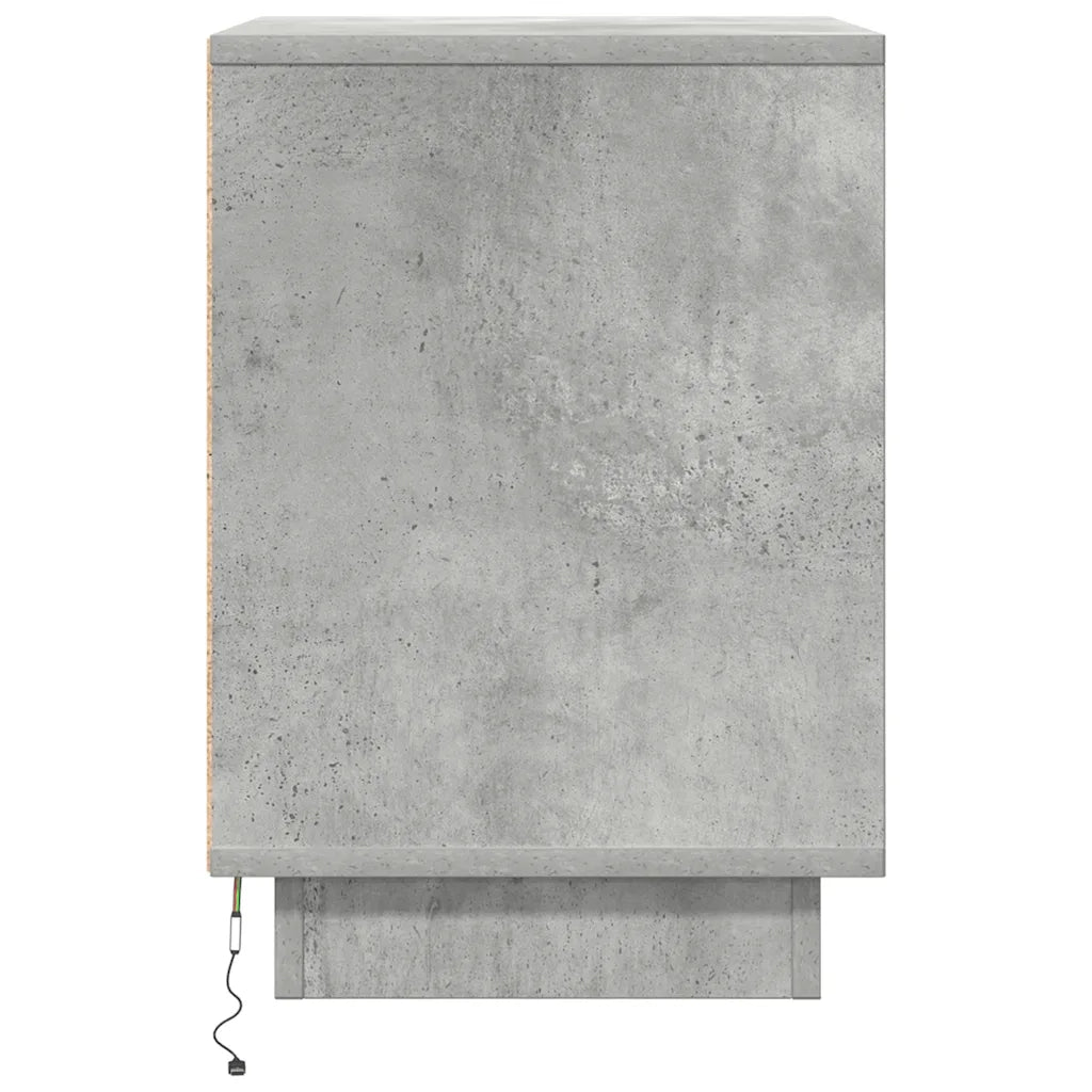 Comodini con Luci a LED 2 pz Grigio Cemento 38x34x50 cm 861272