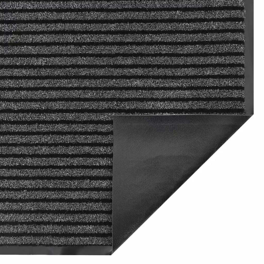 Tappetino Rigato Nero e Grigio 60 x 150 cm Polipropilene e PVC 4105592