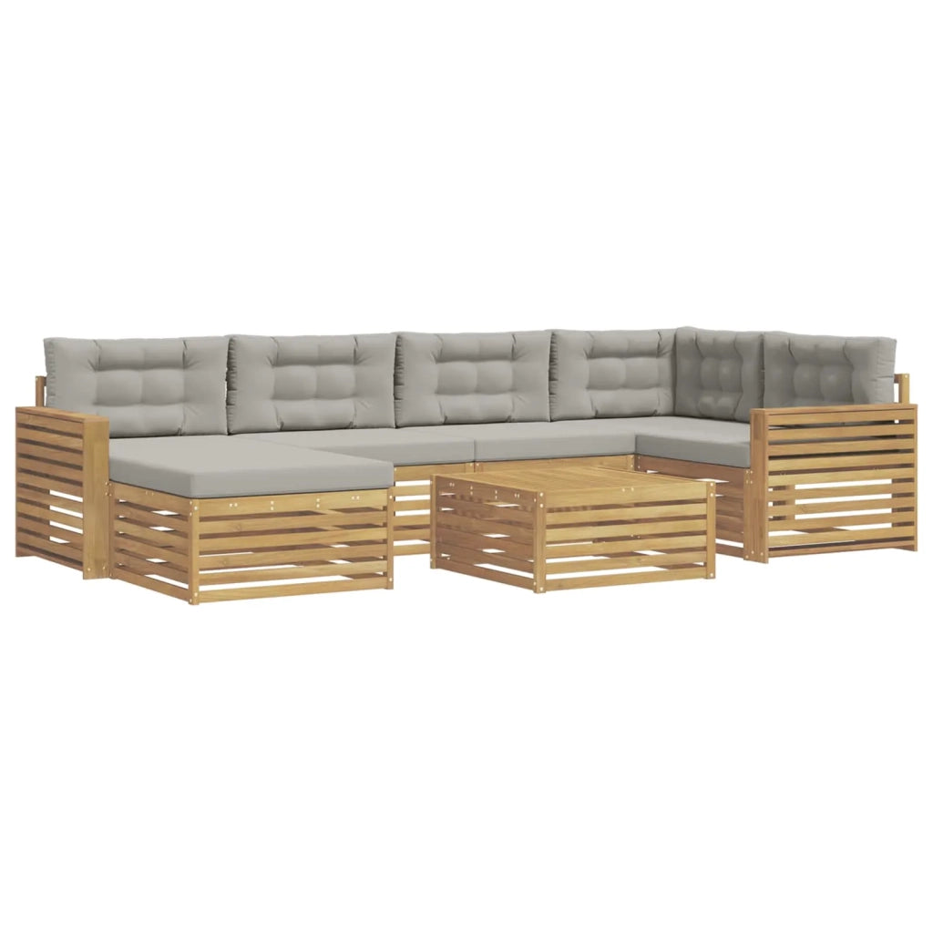 Set di divani da esterno 7 pcs Bianco e Grigio Chiaro 3390811