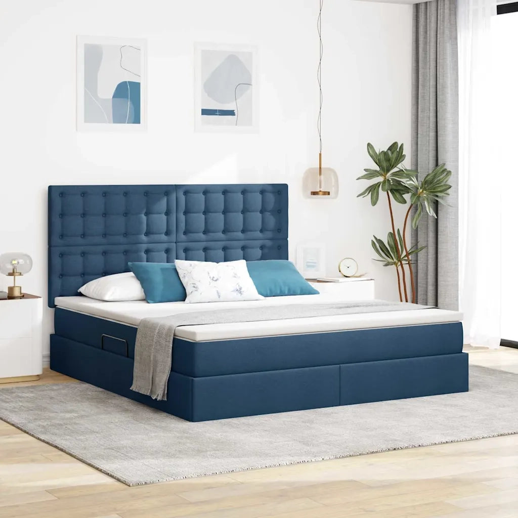 Letto con contenitore e materasso Blu 160 x 200 cm Poliestere 3371921