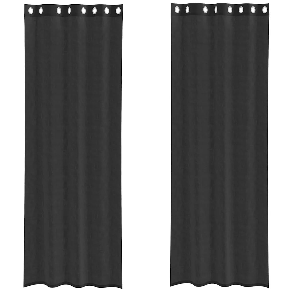 Tende in Voile con Occhielli 2 pz Nero 140x260 cm