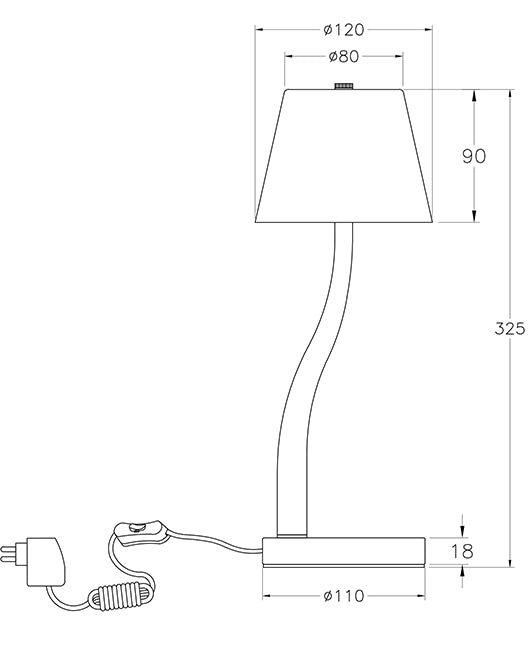 Lampada da Tavolo Ibla LED 9W 750lm 3000K, Dimmerabile al Tocco, Struttura in Metallo e Vetro Soffiato, Colore Nero - Ibla