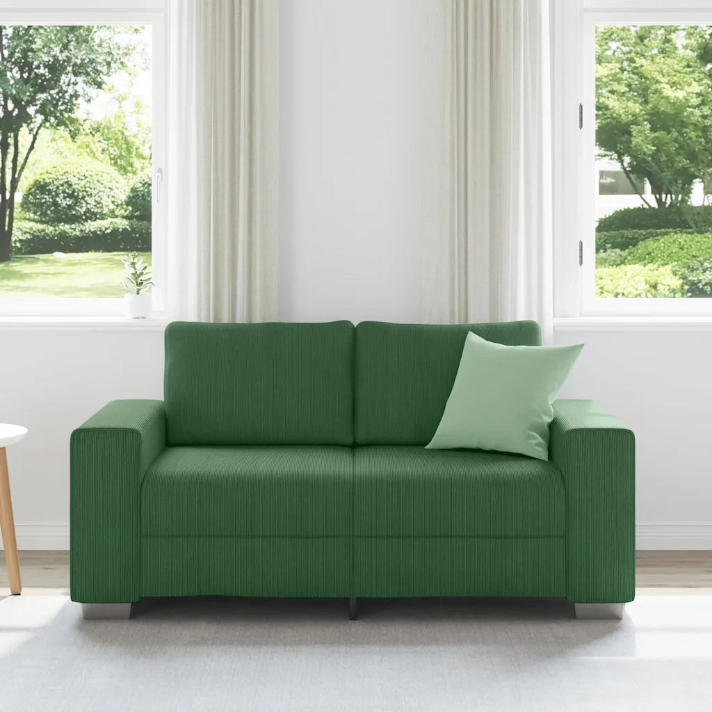 Divano Divanetto-Sofa Verde Scuro 120cm Tessuto di Velluto a Coste