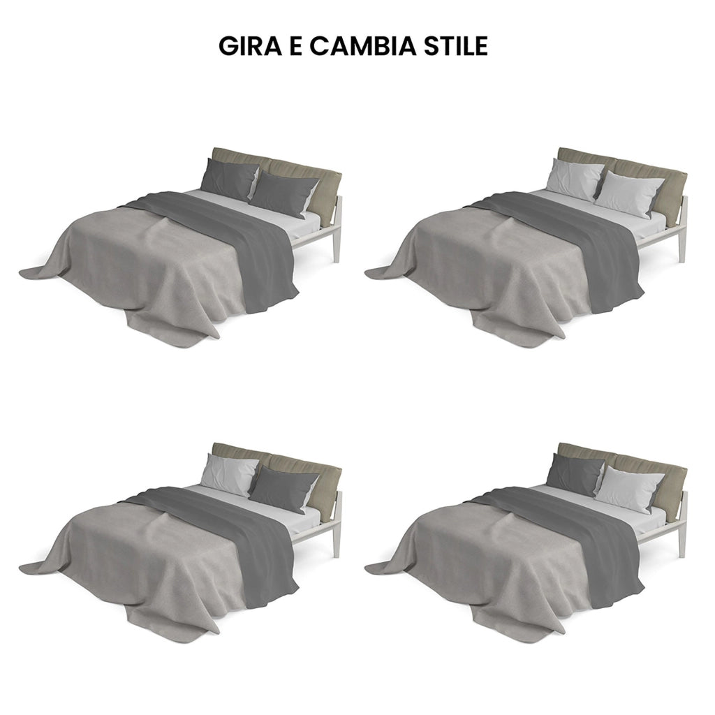 Set Lenzuola Sopra Sotto e Federe Doubleface Grigio Chiaro/Fumo Singolo