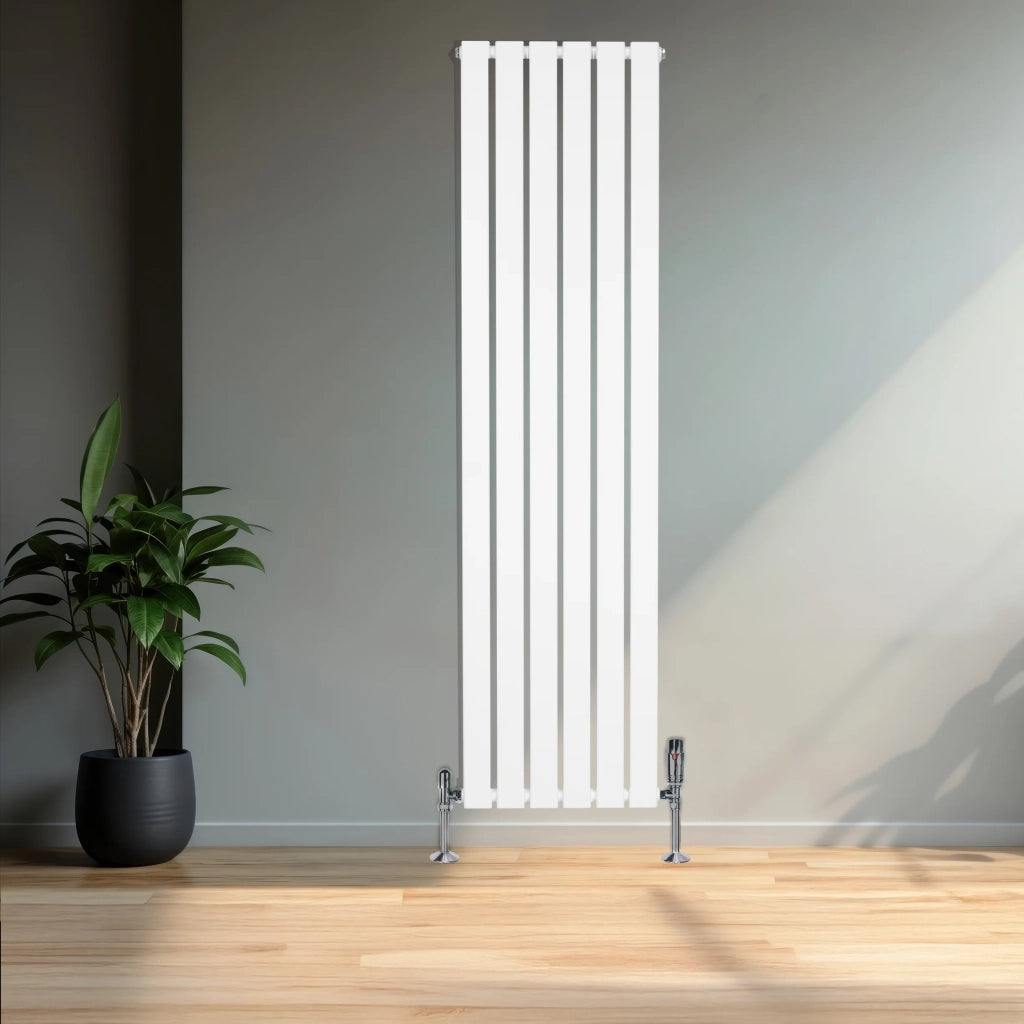 Radiatore Verticale 1600 x 420 mm con Valvole TRV Bianco