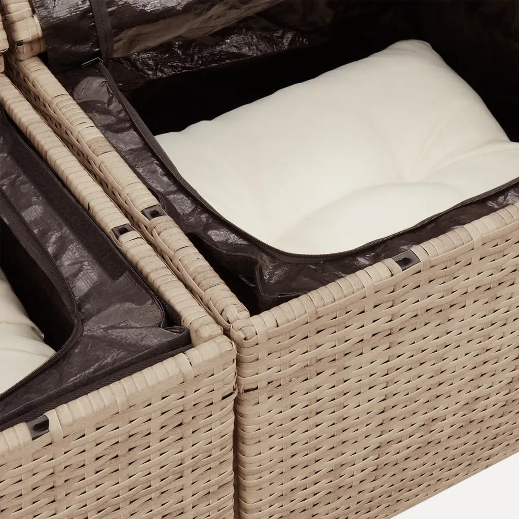 Set Divani da Giardino 12 pz con Cuscini Beige in Polyrattan 3256534