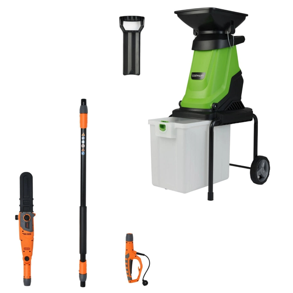 Trituratore elettrico per legno tritatutto e sega elettrica estensibile multi angolo-Trituratore mulching elettrico a fili e motosega telescopica