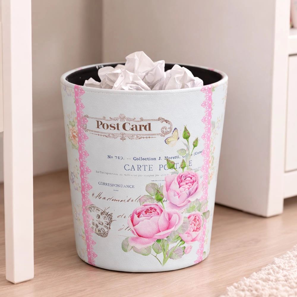 Vaso caspò cestino portapiante in plastica fantasia fiori rosa cm 27 x 20 x h 27