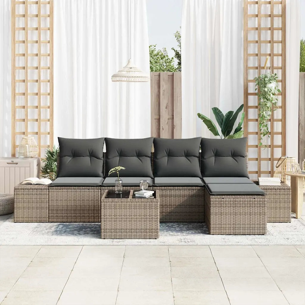 Set Divano da Giardino con cuscino 6 pcs Grigio polyrattan 3347029