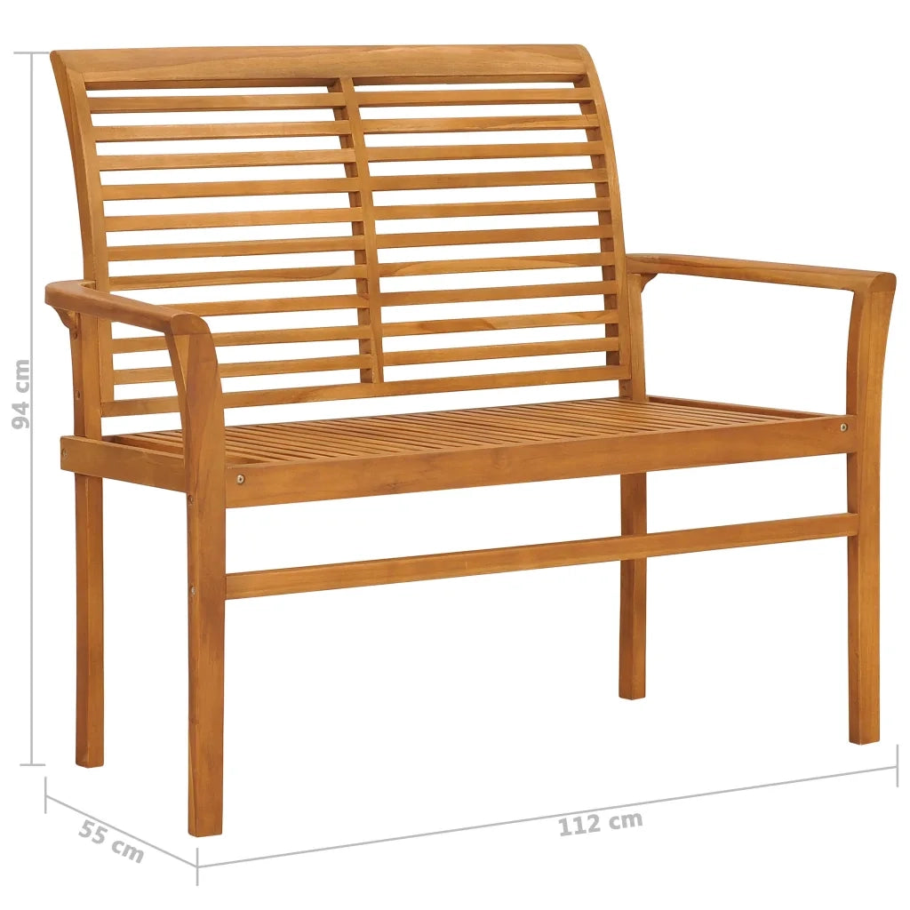 Panchina da Giardino | Panca da Giardino con Cuscino Blu 112 cm in Legno di Teak
