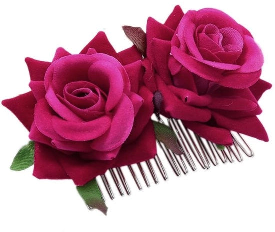 Set di pettini per capelli da 2 pezzi - Pettine a rose - Pettine a fiori di seta - Capigliatura - Accessorio di sposa - Pettine floreali - Pettine a fiori di carta