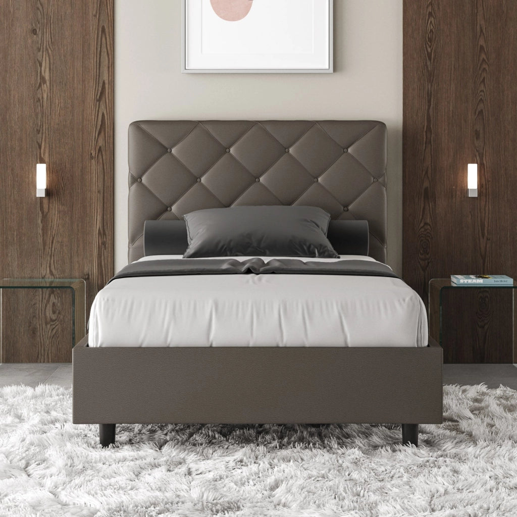Letto Matrimoniale 160x210 cm Senza Rete Priya Cappuccino