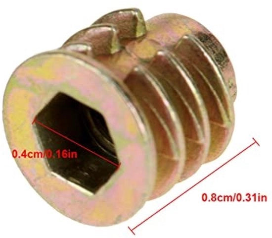 Insteckmozzetti in acciaio inossidabile a 6 facce - 50 pezzi - Inbus - Mozzetti a sezione di acciaio inossidabile - Hex Drive - Duratura - Resistenza agli urti - Alta resistenza all'estrazione - Mozzetti per mobili