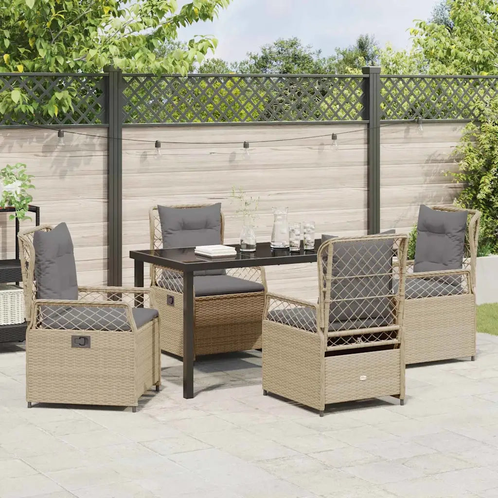 Set da Pranzo per Giardino 5 pcs Beige e Grigio Chiaro